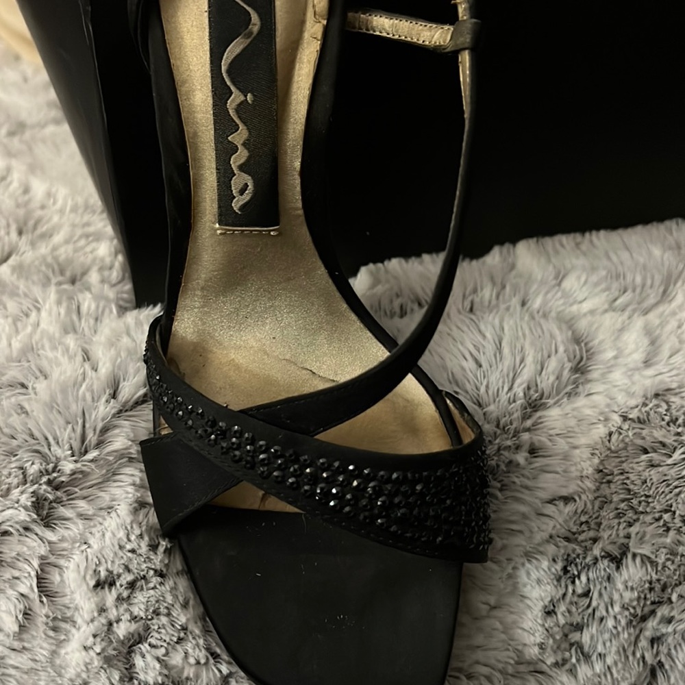 Nina black rhinestone Sandal.